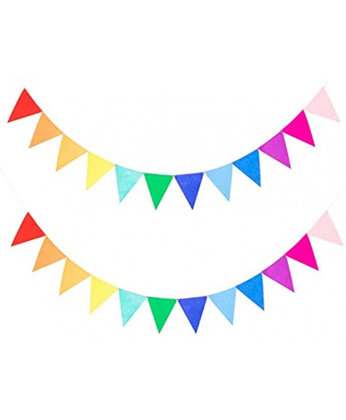 LOVENJOY 2 Assembled Rainbow Banners Felt Bunting Multicolor for Colorful Birthday Party Decorations