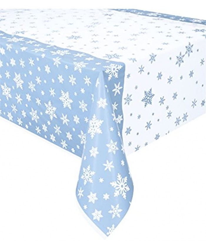 Snowflakes Holiday Plastic Tablecloth 84" x 54"