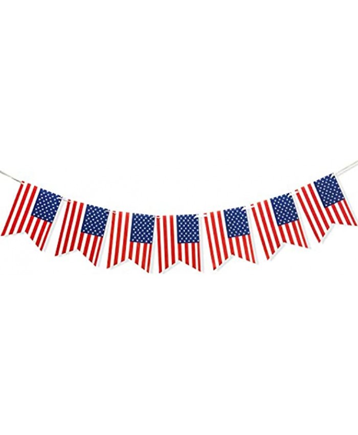 Uniwish Pre-Strung USA American Flags Bunting Garland 4th of July Independence Day Banner Indoor Outdoor Memorial Day Patriotic Party Decorations