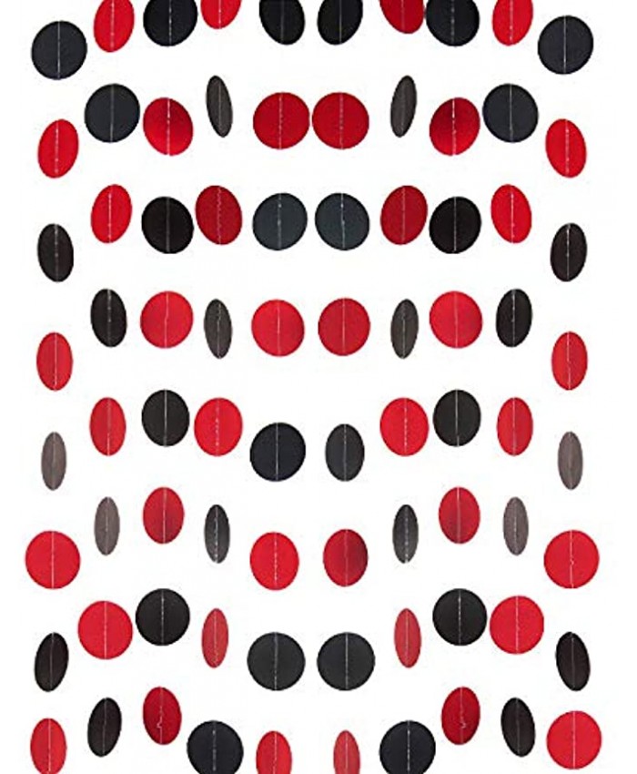WEVEN Red and Black Paper Garland Circle Dot Party Garland Banner Streamer Backdrop Hanging Decorations 2" in Diameter Pack of 3 30 Feet in Total