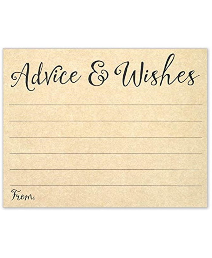 Advice and Wishes Cards Rustic Kraft Brown Guestbook Alternative Card Size 4.25x5.5 Pack of 50