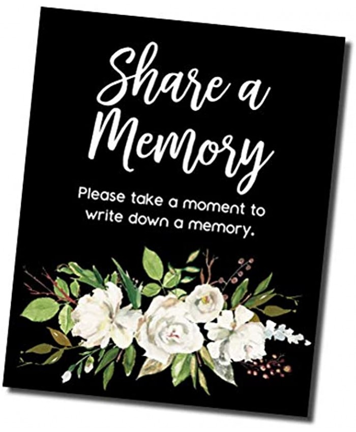 All Ewired Up 8x10 inch 'Share a Memory' Sign [unframed] Ideal to Gently Encourage Signing of Funeral Guest Condolence Book Memorial Celebration of Life Memory Cards
