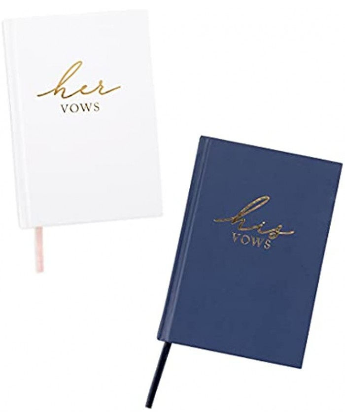 Andaz Press Wedding Vow Books for His and Hers Wedding Day with Gold Foil Edges Officiant Book Keepsakes Card 64 Pages Navy & White Wedding Book