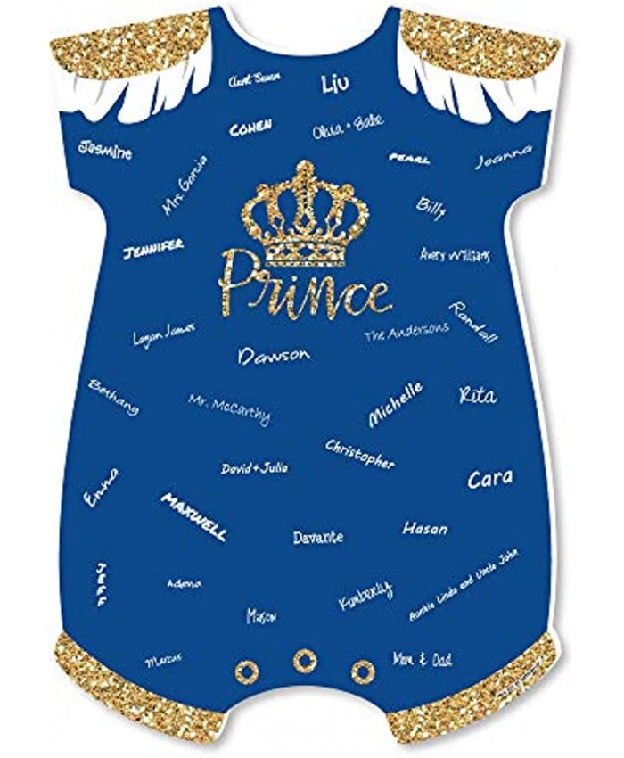 Big Dot of Happiness Royal Prince Charming Baby Bodysuit Guest Book Sign Baby Shower Guestbook Alternative Signature Mat