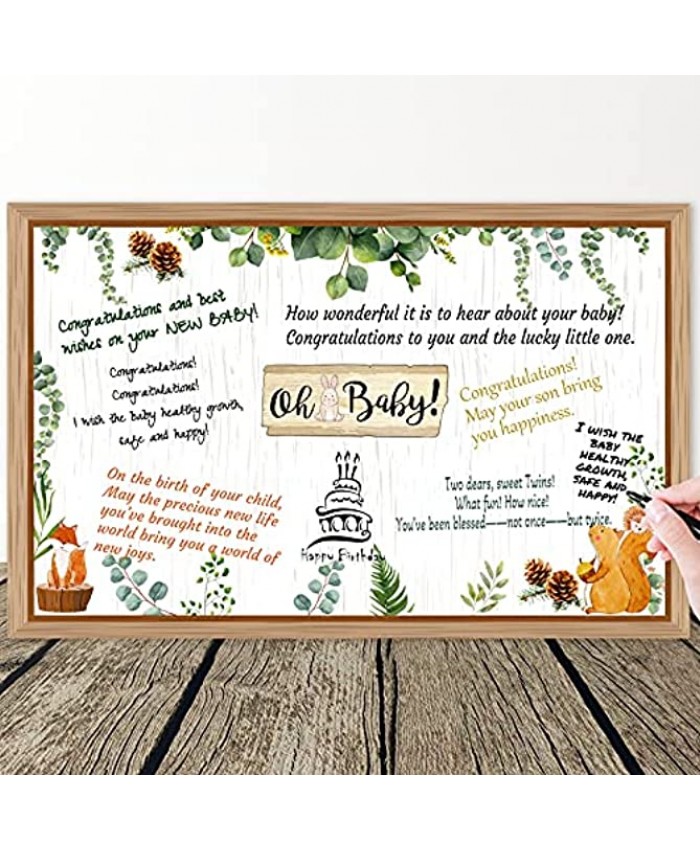 Censen Woodland Baby Shower Party Decorations,Baby Shower Guest Book Alternative Sign Card for Woodland Animals Baby Shower Birthday Party Supplies