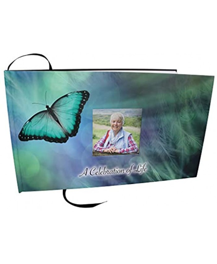 COMMEMORATIVE CREMATION URNS Bokeh Butterfly Themed Funeral Guest Books Celebration of Life Funeral Guest Sign in Book Guest Books for Memorial Service Guestbook for Memorial Service