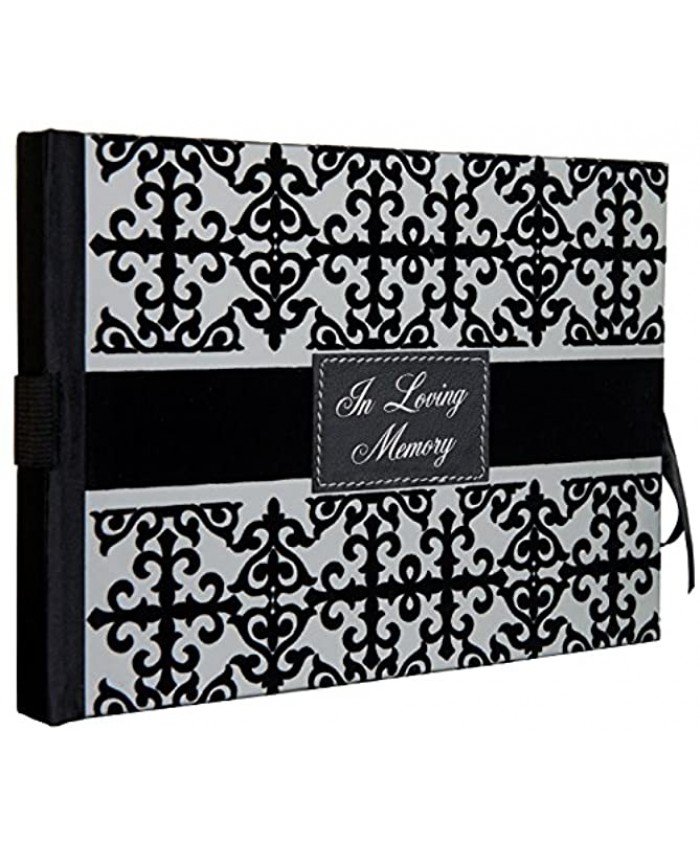 In Loving Memory Guest Book Black and White Flocked Cover Design Condolence Book Funeral Guest Book Memorial Sign-in Book for Funerals & Memorial Services