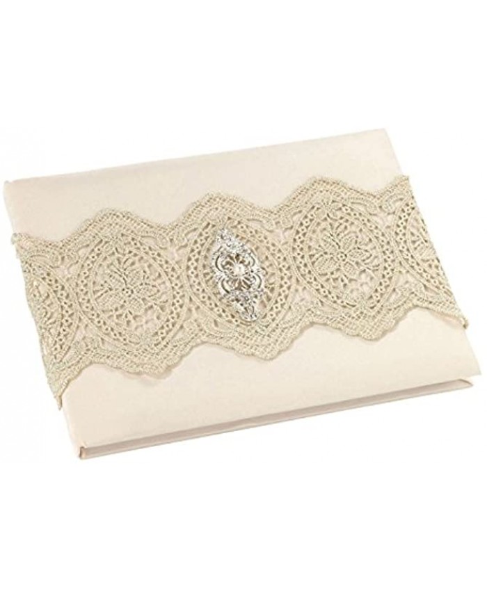 Lillian Rose Gold Lace Vintage Ivory Satin Wedding Guest Book GB810 G 8.75 x 6