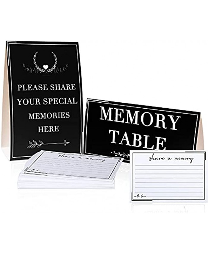 Outus 52 Pieces Share a Memory Cards Funeral Guest Book Memory Card for Celebration of Life Baby Showers Birthday Graduation Wedding Anniversary Retirement Black