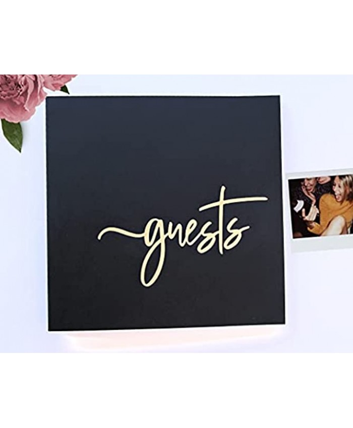 Photo Guestbook for Polaroid pictures Guestbook for Instax Film. 8.5"x8.5" 90 pages.Guestbook with Black Pages Alternative Guestbook Instax Guestbook For Wedding Guest book with blank pages BK