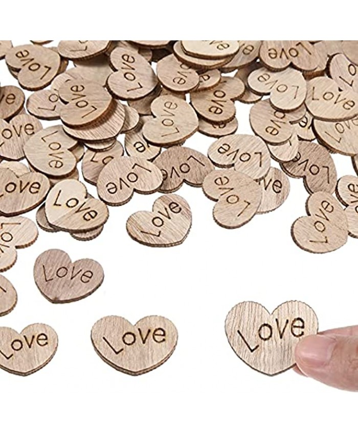 Queekay 100 Pieces Rustic Wooden Love Heart 1.2 Inches Wood Heart Cutout for Wedding Table Scatter Decoration Wedding Guest Book Valentines Day Crafts Bulk DIY