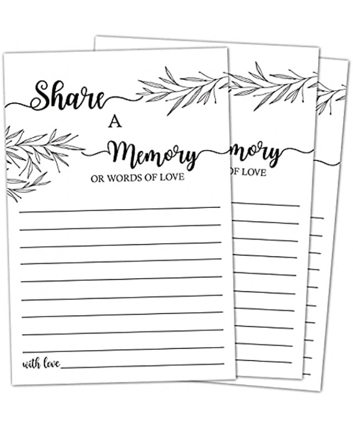 Share a Memory Card Memorial Cards for Celebration of Life Funeral Guest Book Advice for The Bride Wedding Favors Graduation Retirement Going Away Party Decorations 4x6 Inch 50 Pack