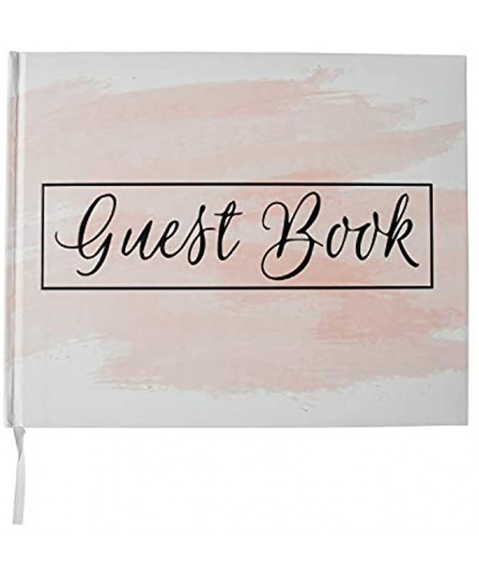 Wedding Guest Book Polaroid Photo -Pink Hardcover Album Blush & White Modern Guestbook Bridal Shower Baby Shower Airbnb Registry Sign in Beautiful Hardbound Book 10”x8” -100 unlined blank pages