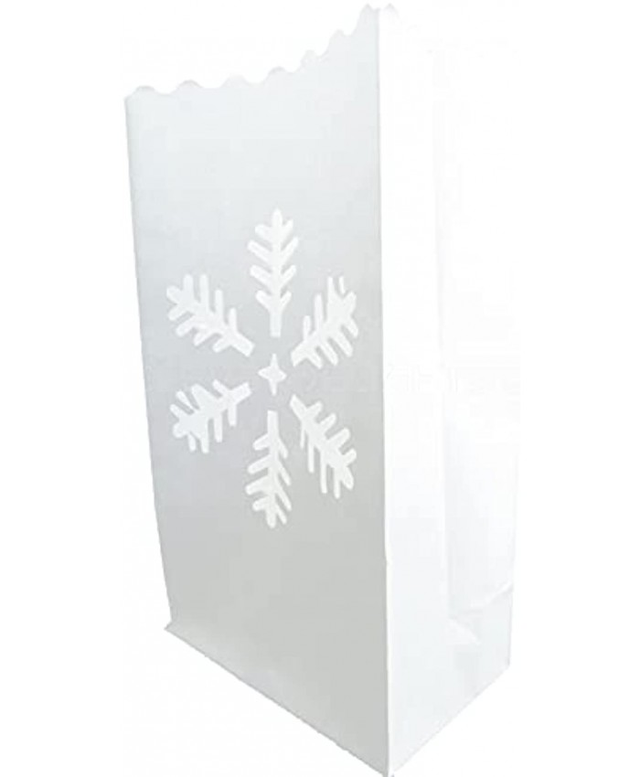 CleverDelights White Luminary Bags 10 Count Snowflake Design Christmas Holiday Luminaria