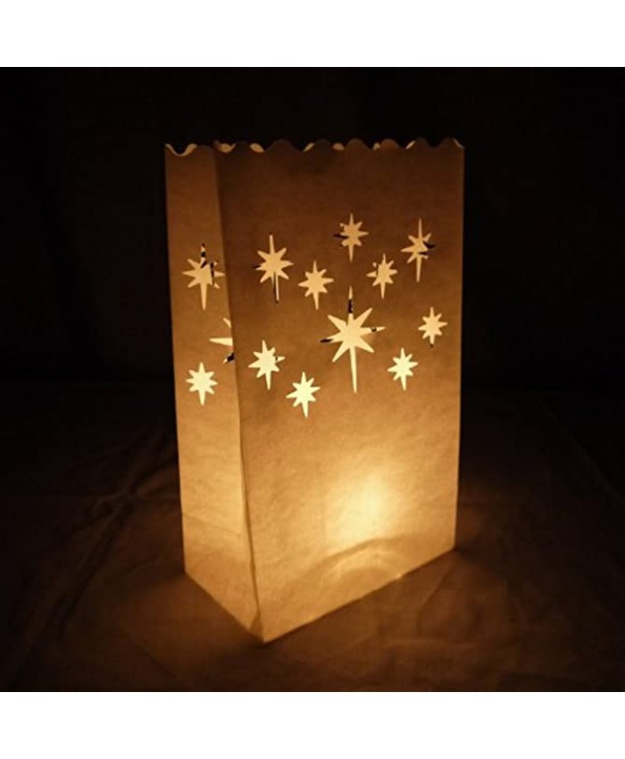 Diagtree 20 Pack Luminary Candle Bags Wishing Lanterns- Flame Resistant Light Holder Stars