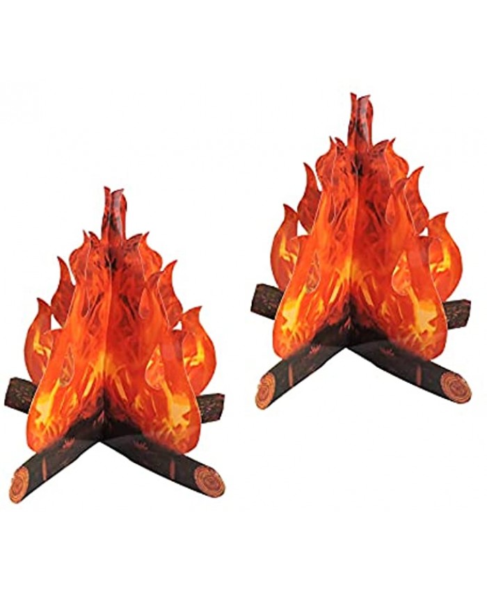 WishLotus 3D Flame Cardboard 2pcs 3D Fake Flame Ornaments Waterproof Like Fire Flame Torch Halloween Party Festival Decor for Campfire Party Birthdays Christmas Decorations 10.7in