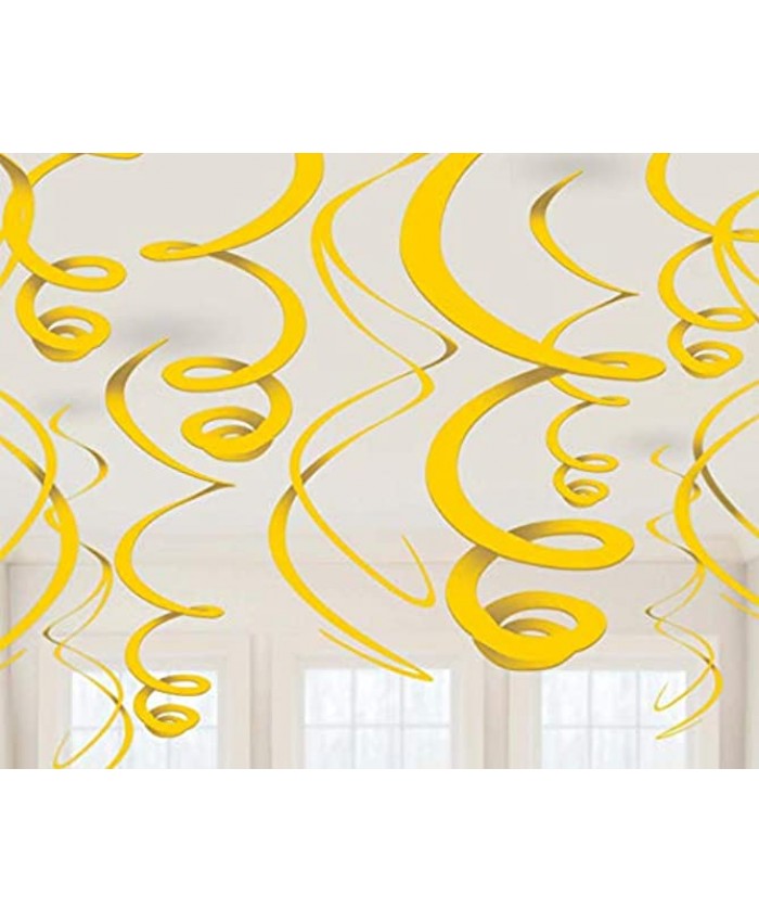 amscan Fun-tastic Party Celebration Plain Swirl Decorations Sunshine Yellow Plastic2 22"