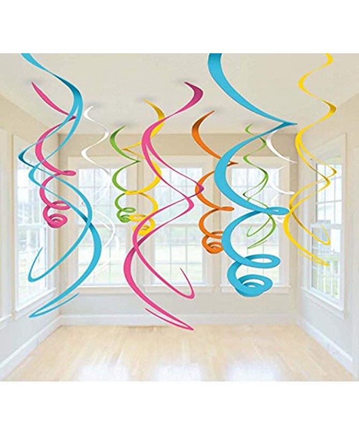 Amscan Multicolored Plastic Swirls 12 Ct. | Party Decoration 22”