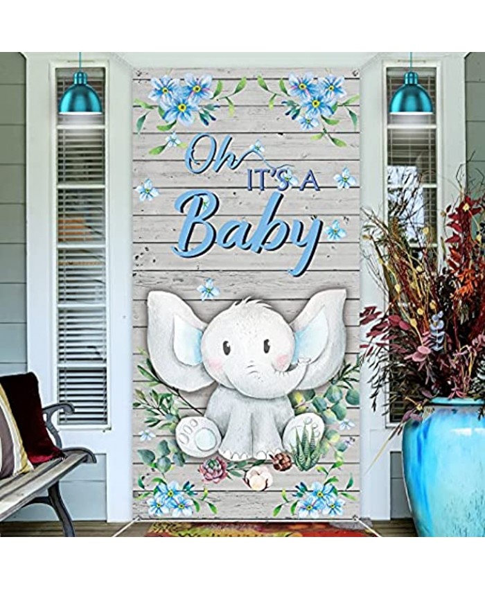 Baby Shower Decoration Baby Shower Party Elephant Door Cover It is a Baby Yard Sign Elephant Banner Photo Backdrop for Boy and Girl 70.9 x 35.4 Inch
