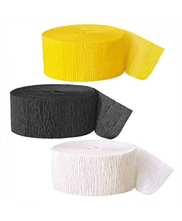 Bee Party Yellow Black and White Paper Crepe Streamer Decorations 81 Ft Each Set of 3