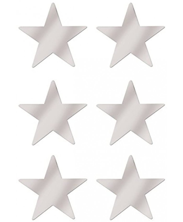 Beistle  6 Piece Jumbo Foil Star Cutouts 20" Silver