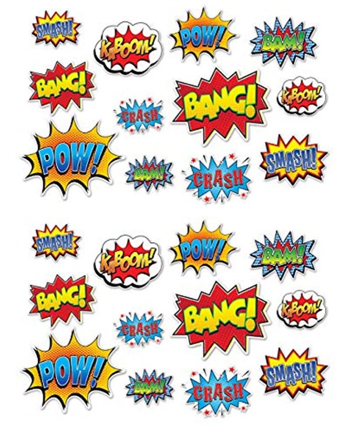 Beistle Hero Action Sign Cut Outs 24 Piece Comic Decorations Birthday Party Supplies 6” – 12.5” Multicolored