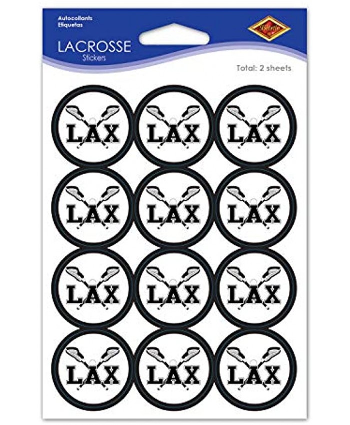 Beistle Lacrosse Sports Team Logo Stickers 4 by 6-Inch White Black