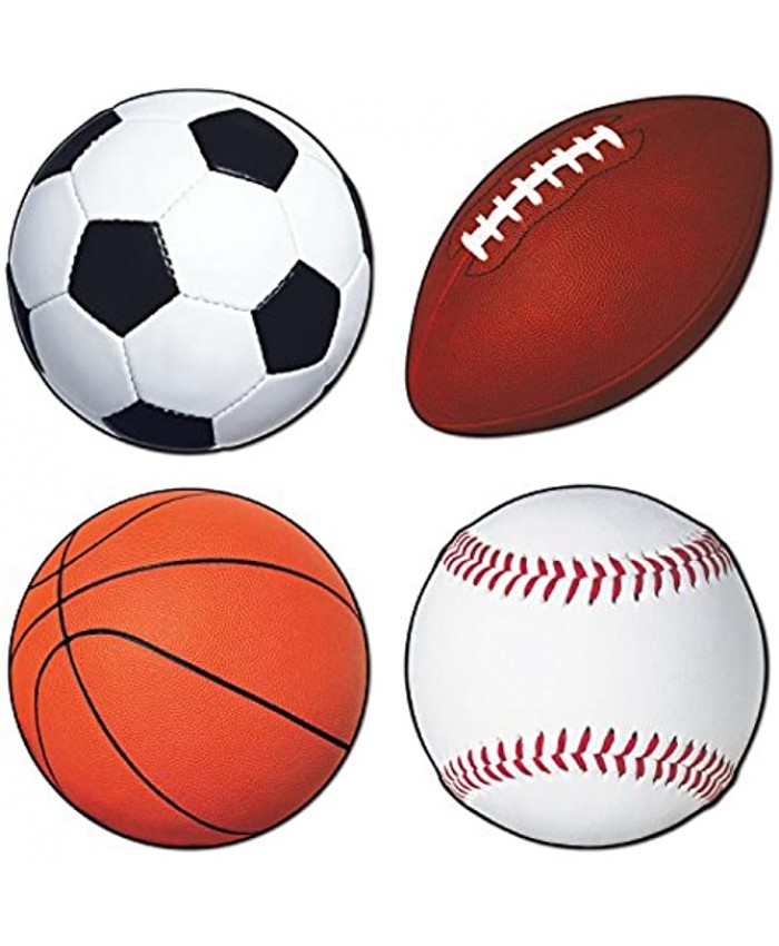 Beistle Sports Ball Cutouts-4 Pcs Multicolored