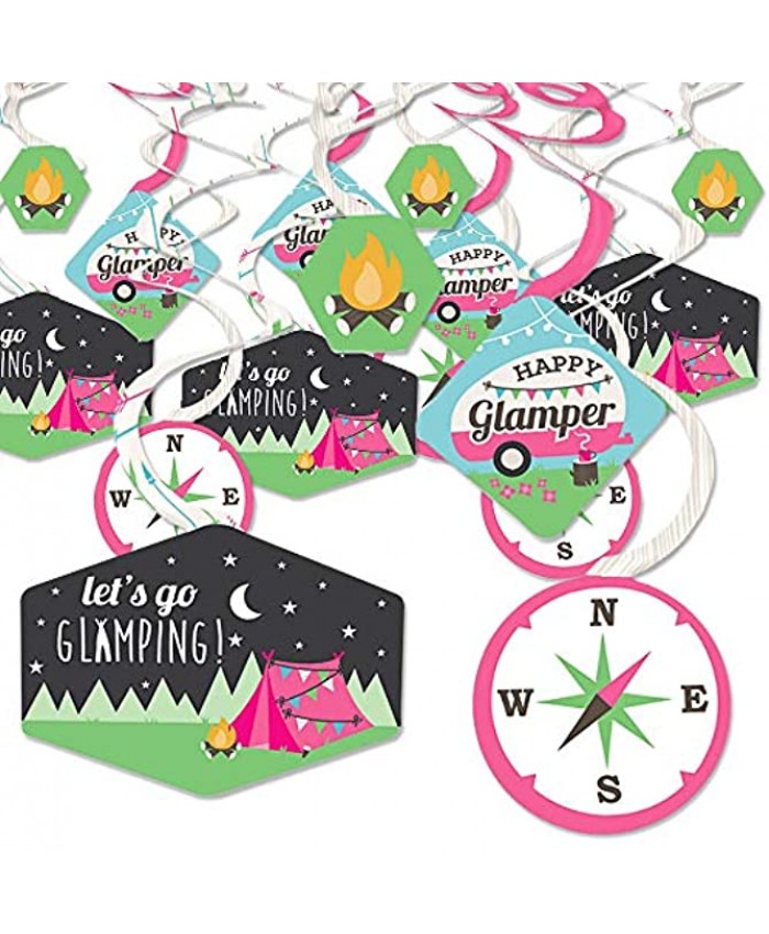 Big Dot of Happiness Let’s Go Glamping Camp Glamp Party or Birthday Party Hanging Decor Party Decoration Swirls Set of 40