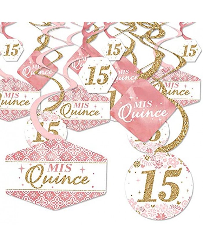 Big Dot of Happiness LLC Mis Quince Anos Quinceanera Sweet 15 Birthday Party Hanging Decor Party Decoration Swirls Set of 40