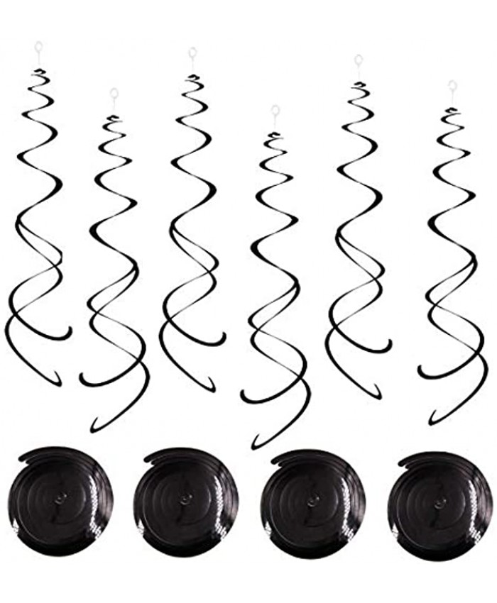 Black Party Swirl Decorations Foil Swirl Hanging Decoration 30Pc Plastic Streamer for Ceiling 22"