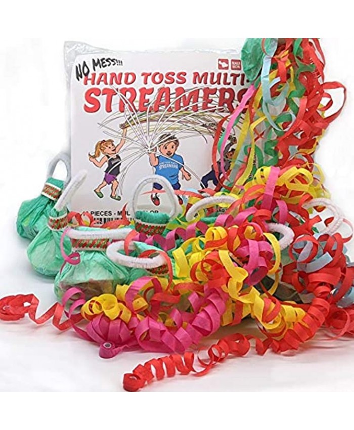 Maui Mon 10 Pack Multi Color Hand Toss Streamers No Mess Dazzling Paper Throw Streamer Confetti Poppers for Wedding Graduation Birthday Drive by Parties 4th of July or Any Parties