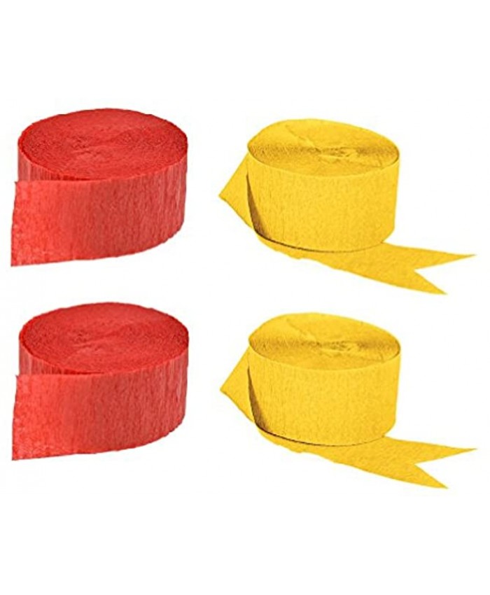 Red and Gold Yellow Crepe Paper Streamers 2 Rolls Each Color USA-Made