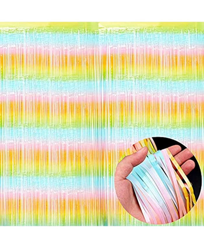 RUIYELE 4 Pack Rainbow Foil Fringe Curtain Multicolor Metallic Tinsel Curtains Party Photo Backdrop Decoration Hanging Streamer Curtain for Birthday Wedding Party Halloween Christmas 3.28 x 6.56ft
