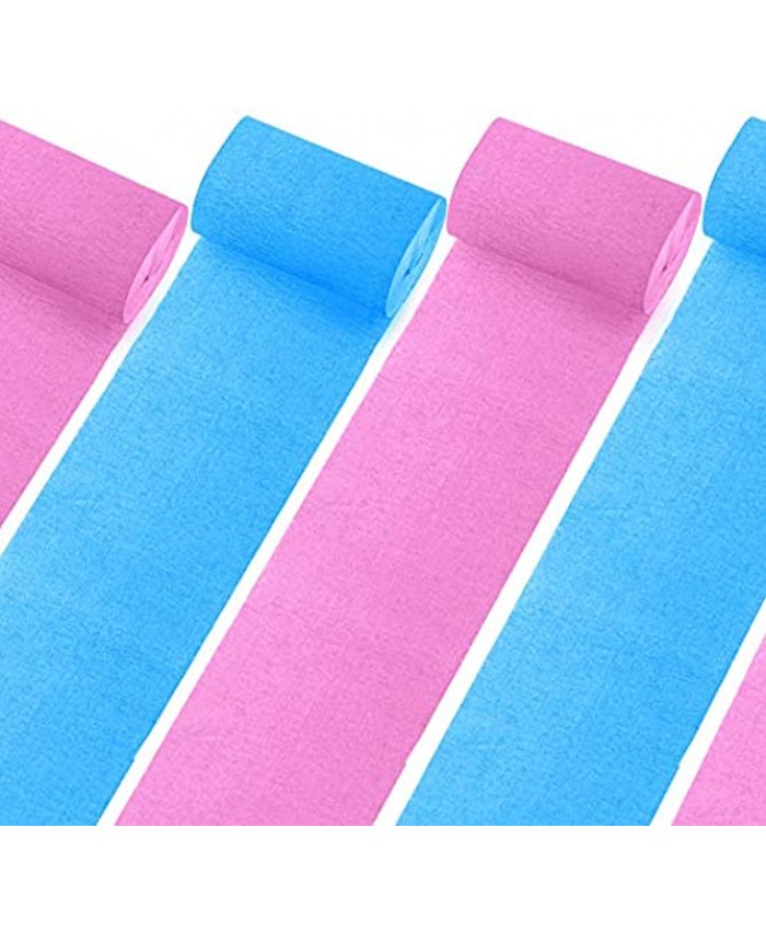 ZOOYOO Light Blue and Pink Party Streamers Crepe Paper Streamers Decorations 3.54in Wide 32.8ft Long 6 Rolls