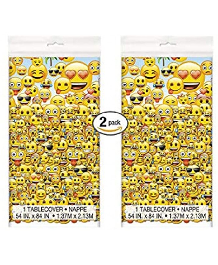 2PK Emoji Plastic Tablecloth 84 x 54