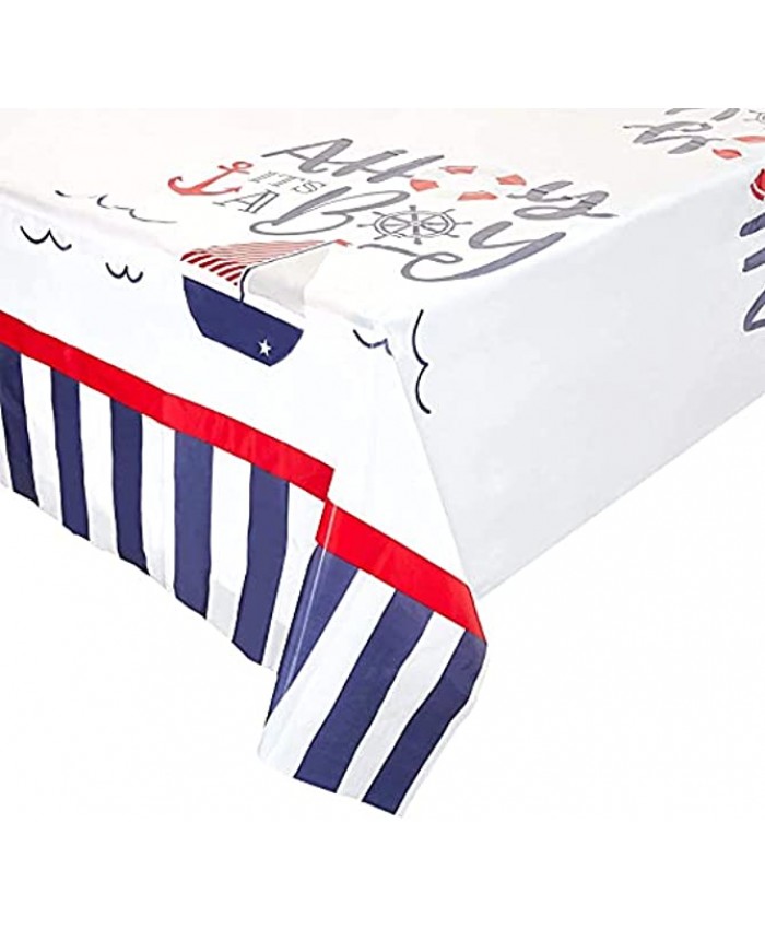 Ahoy It's a Boy Nautical Table Cover 54 x 108 in Rectangle 3 Pack