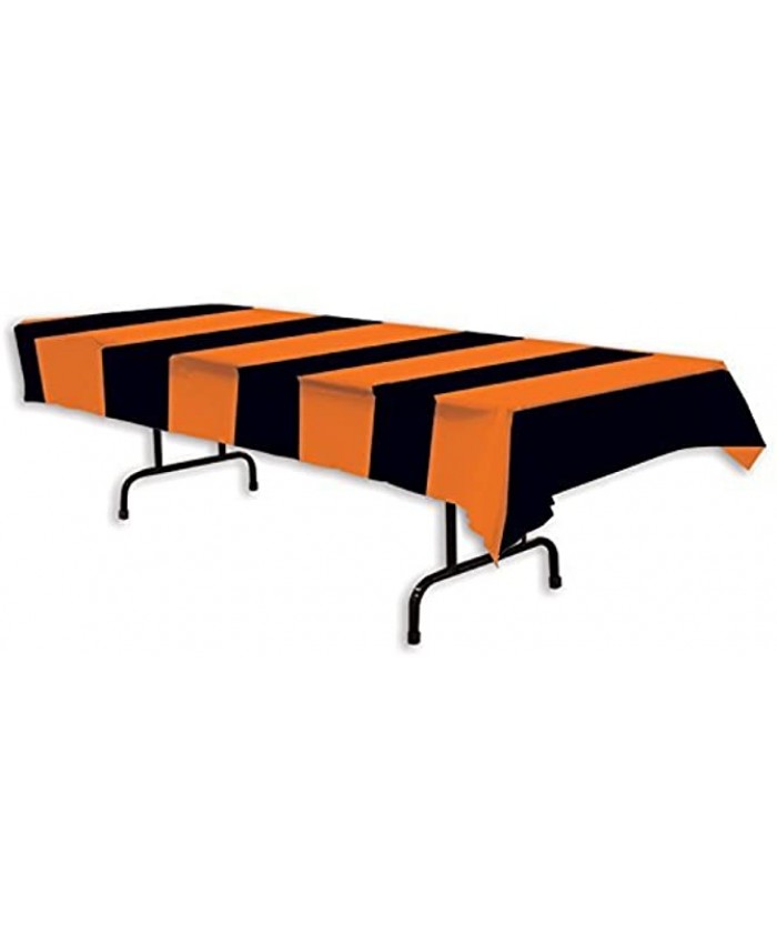 Beistle Orange and Black Stripes Tablecover 54 x 108 3-Pack