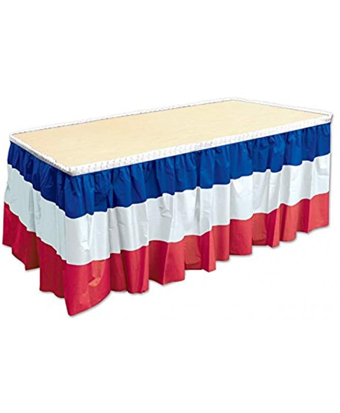 Beistle Patriotic Table Skirting 29" x 14' Red White Blue