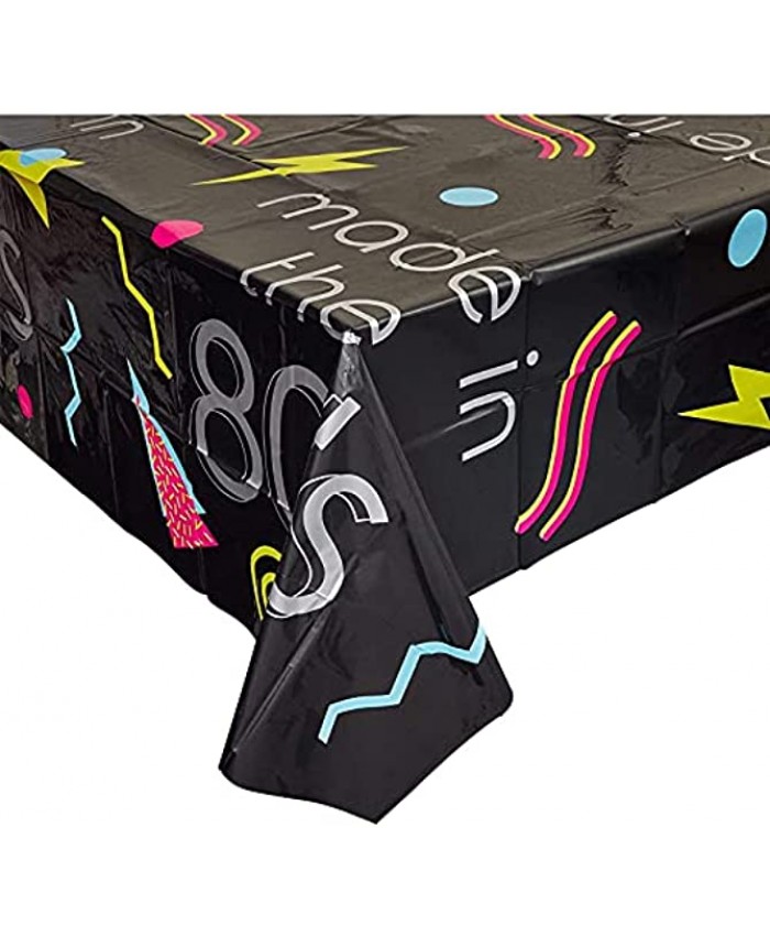 Black Plastic Tablecloth for 80's Themed Party 54 x 108 in 3 Pack