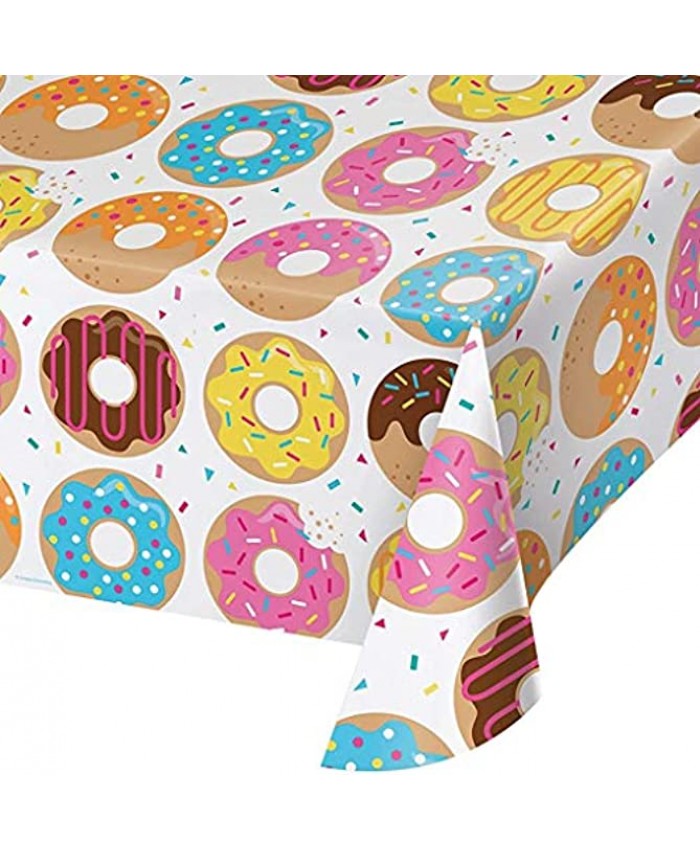 Creative Converting All Over Print Plastic Tablecover Donut Time -