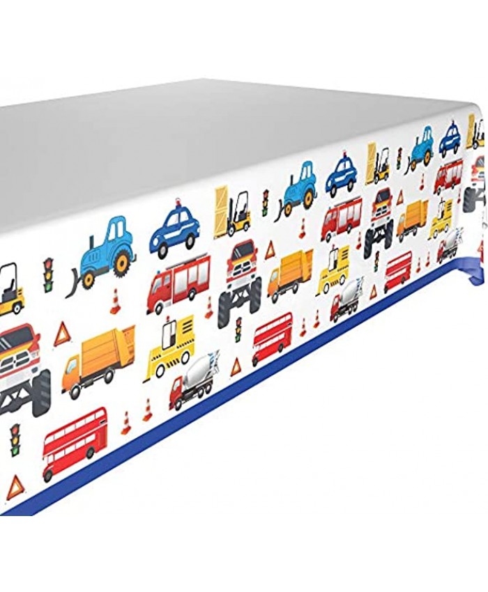 GGDE 2 Pcs Truck Plastic Table Cover Traffic Jam Theme Birthday Party Decorations