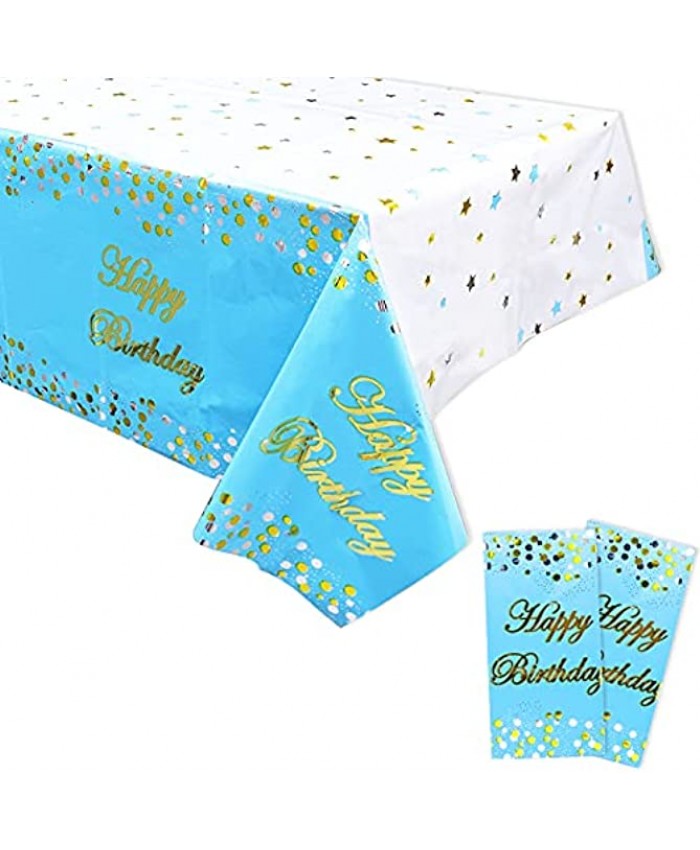 Happy Birthday Table Covers 2 Pack Blue Colors Confetti Tablecloth Party Decorations…