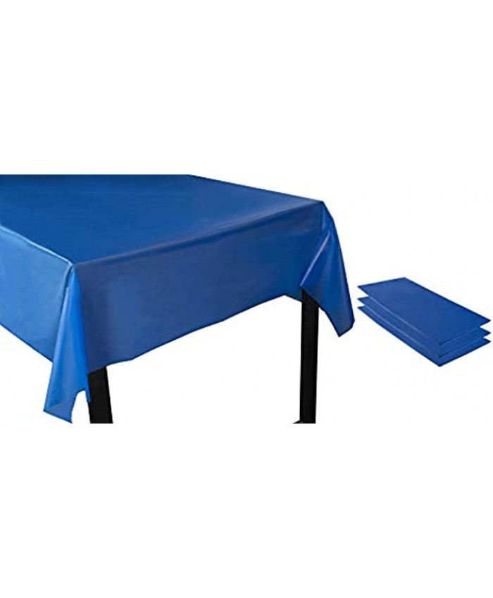 Juvale Royal Blue Plastic Tablecloth 3-Pack 54 x 108-Inch Rectangle Disposable Graduation Table Cover Fits up to 8-Foot Tables Grad Party Decoration Supplies 4.5 x 9 Feet