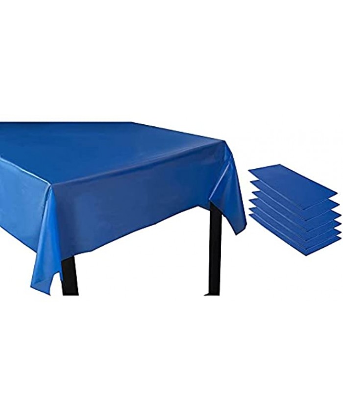 Juvale Royal Blue Plastic Tablecloth 6-Pack 54 x 108-Inch Rectangle Disposable Graduation Table Cover Fits up to 8-Foot Tables Grad Party Decoration Supplies 4.5 x 9 Feet