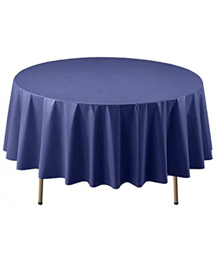Party Essentials Disposable Heavy Duty 84" Round Plastic Table Cover Tablecloth 3-Count Navy Blue