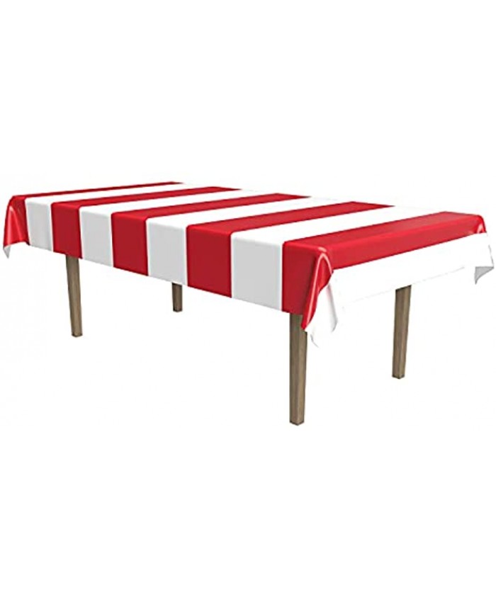 Red & White Stripes Tablecover Party Accessory 1 count 1 Pkg