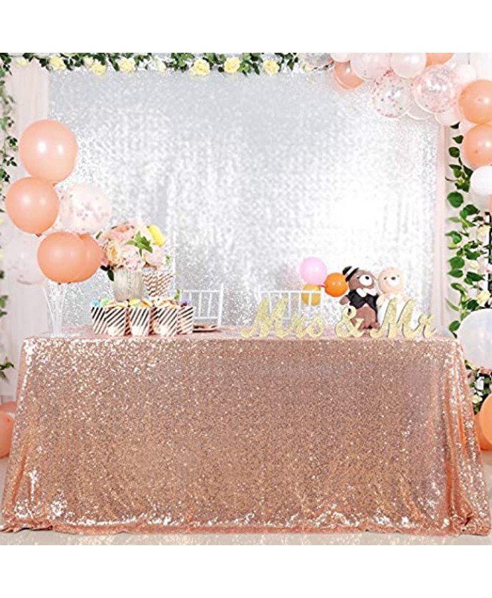 Sparkly Rose Gold Sparkly Sequin Glamorous Tablecloth Backdrop Wedding Party Decoratio 50x50 inch Rose Gold-tablecloths