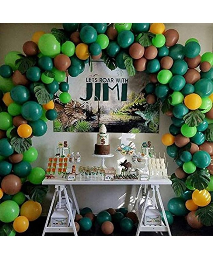 100pcs Balloon Garland & Arch Kit for Jungle Party-100pcs Latex Balloons 16 Feets Arch Balloon Strip Tape for Forest Safari Party Dinosaur Party Wild One Birthday Baby Shower