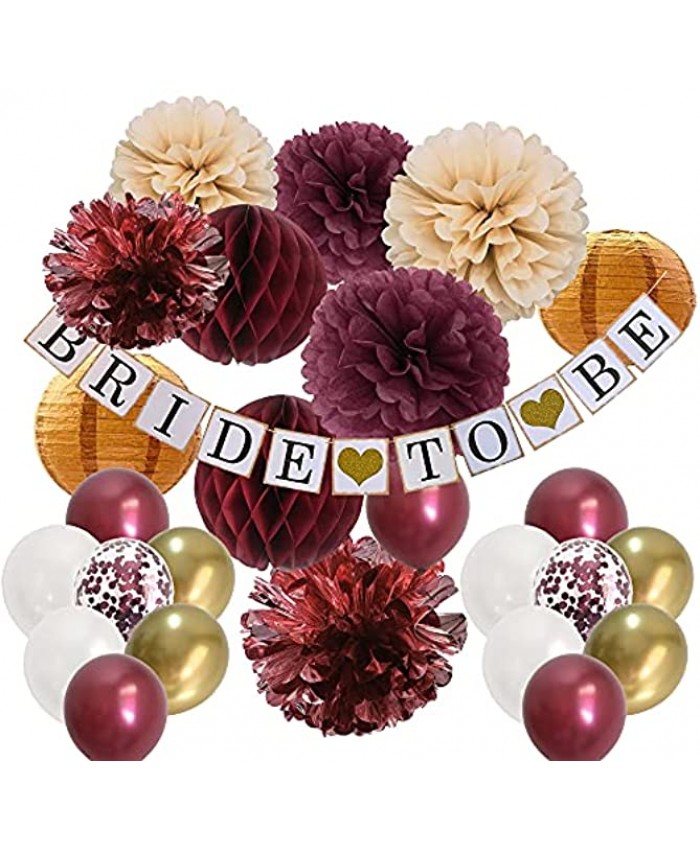 Bachelorette Party Decorations Burgundy Gold Maroon Color Bridal Shower Decorations for Fall in Love Wine Red Champagne Wedding Decor